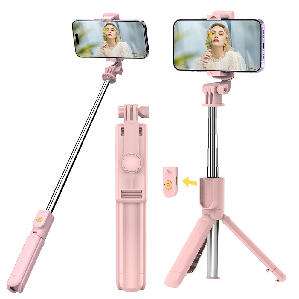 Wireless Selfie Stick Tripod Stand with Detachable Remote for iPhone Mobile Phone Video Live Streaming