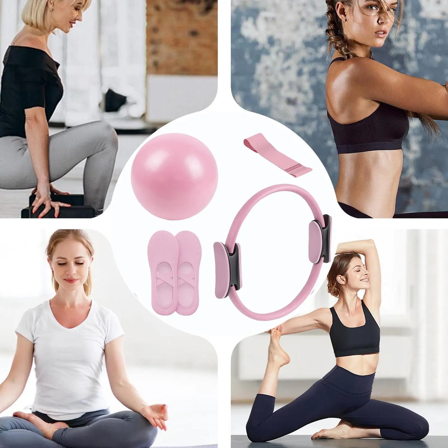 Pilates Ring and Ball Set Pilates Fitness Equipment Portable Resistance Band Exercise for Pregnancy Postpartum Travel