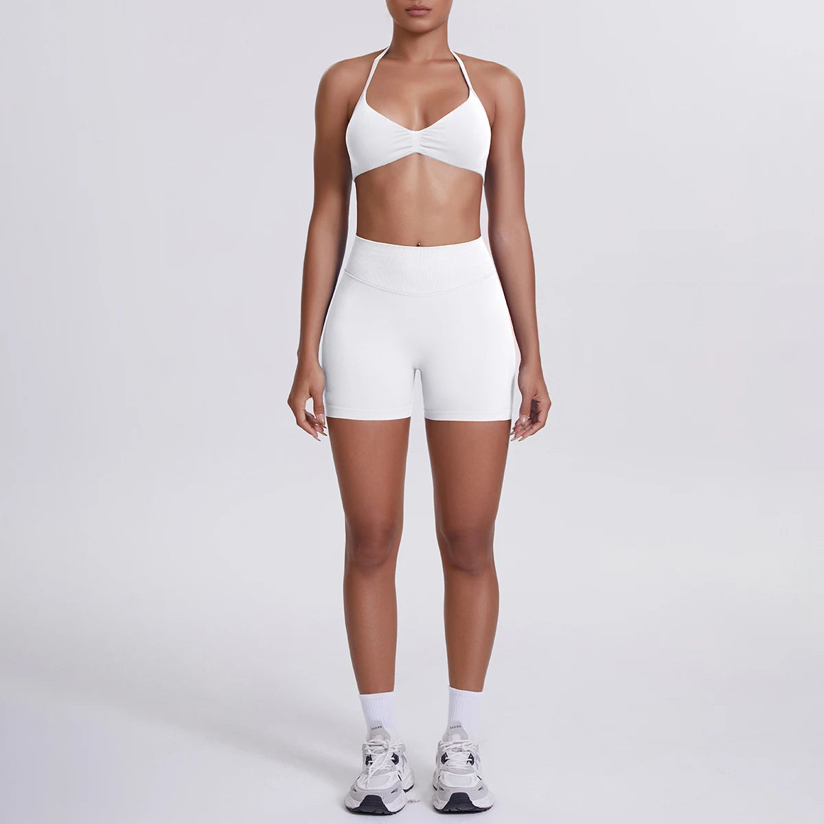 2 Pieces Yoga Set Sexy Backless Women Bra Summer Workout Gym Clothing High Waist Hip Push Up Breathable Fitness Shorts Yoga Set