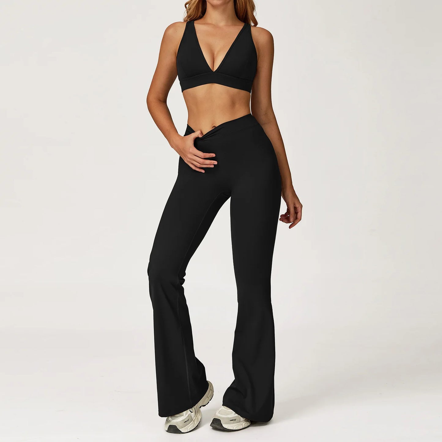 Yoga Set 2 Pieces Gym Clothes Yoga Outfits For Women Tracksuits Workout Long Sleeved Fitness Set Sport Bra Crop Top Gym Leggings