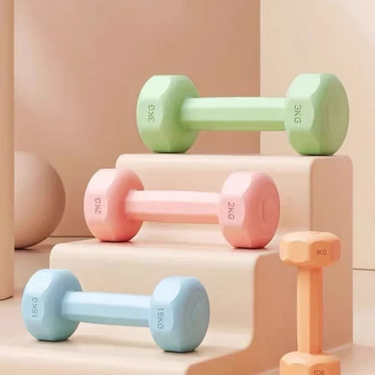 1PC High Quality 1kg Fitness Dumbbell Set PVC Waterproof Non-Slip Anti-Roll Kettlebell Small Dumbbell Women's Fitness