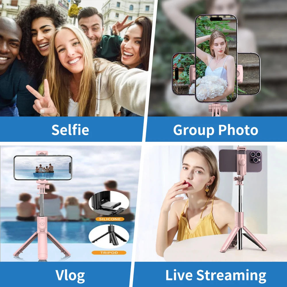 Wireless Selfie Stick Tripod Stand with Light Bluetooth Remote Extendable Tripod for iPhone Mobile Phone Tk Live Streaming
