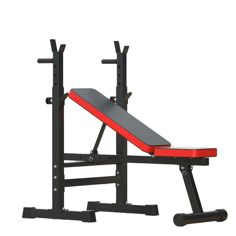 Foldable Power Rack Bench Press Machine All-in-One Gym Equipment with Weight Storage Adjustable Home Strength Cage