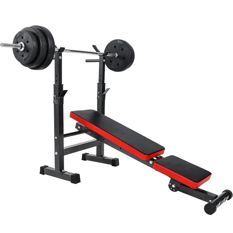 Foldable Power Rack Bench Press Machine All-in-One Gym Equipment with Weight Storage Adjustable Home Strength Cage