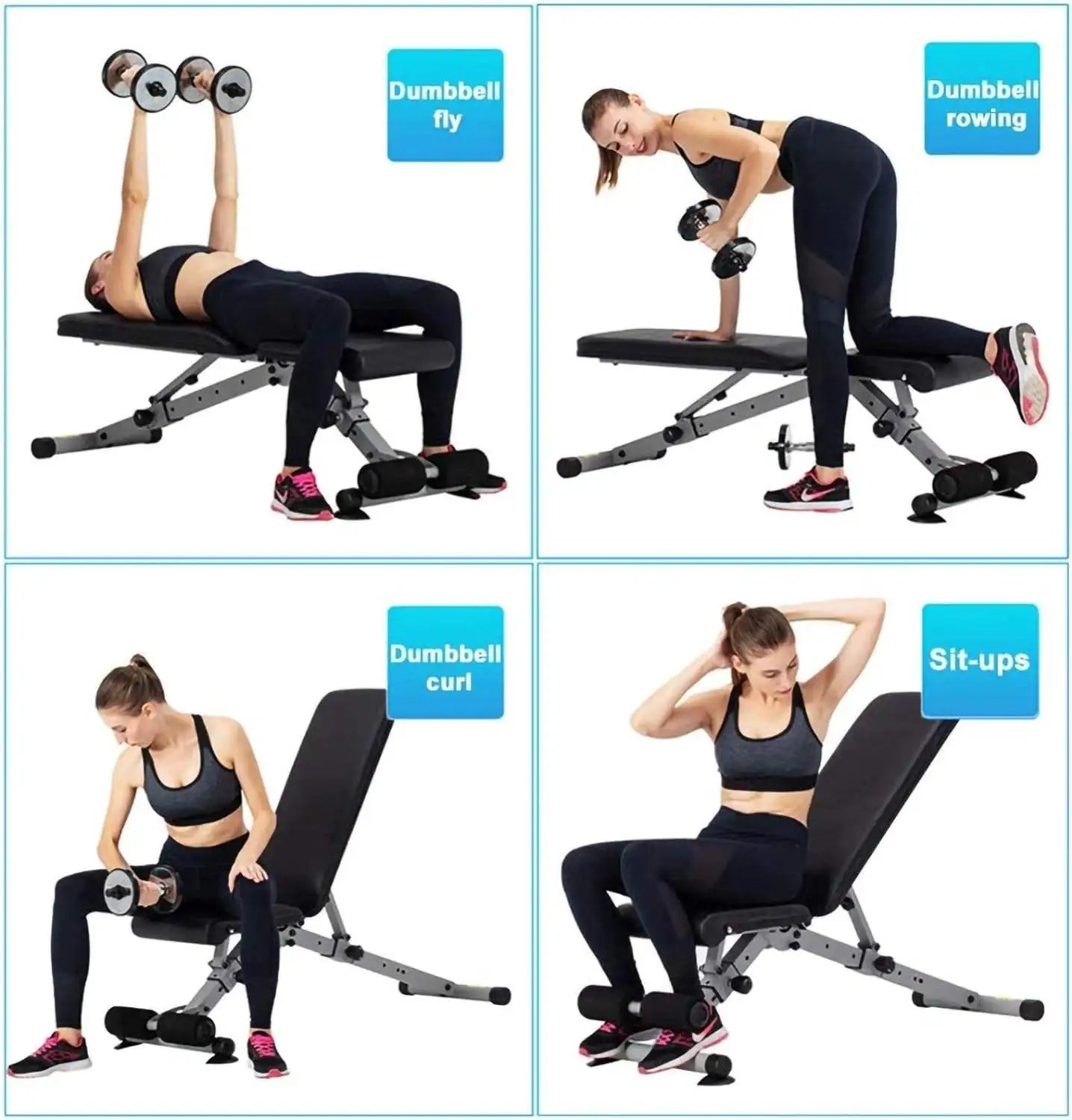 Adjustable Metal Gym Workout Bench Foldable and Weight-Bench for Indoor Use