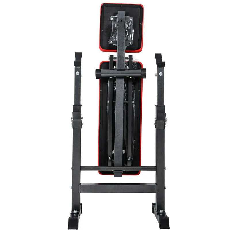 Foldable Power Rack Bench Press Machine All-in-One Gym Equipment with Weight Storage Adjustable Home Strength Cage