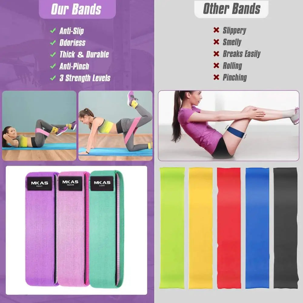 Hip Fitness Resistance Bands Exercise Workout Set Fabric Loop Yoga Booty Bands 3-Piece