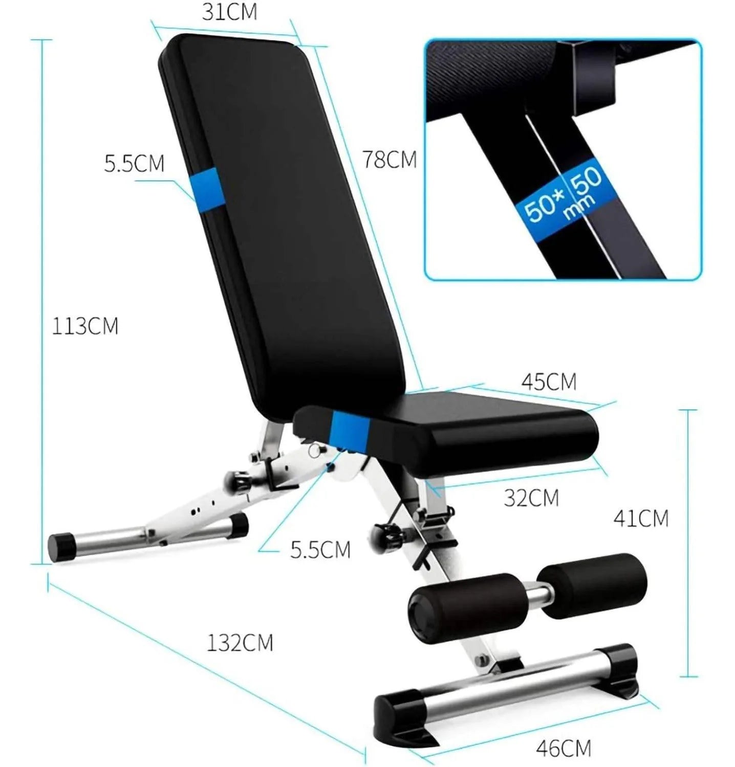 Adjustable Metal Gym Workout Bench Foldable and Weight-Bench for Indoor Use