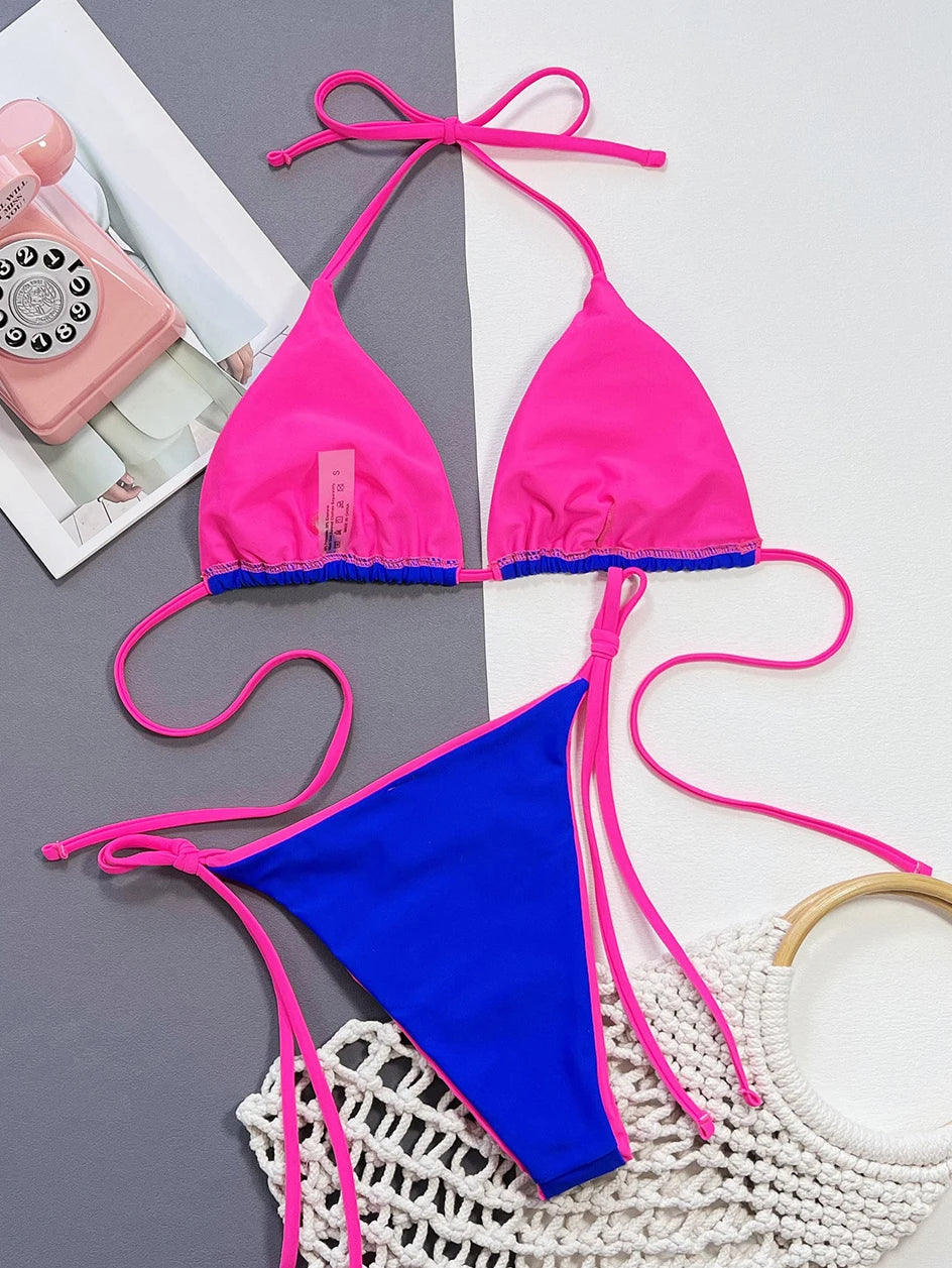 Sexy Leopard Micro Bikini 2023 Women Swimsuit Female Swimwear Thong Bikinis Set Brazilian Halter Beach Wear Lace Up Bathing Suit