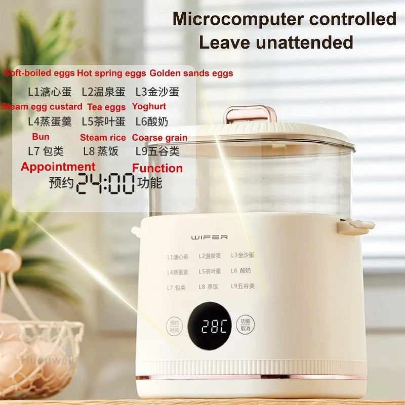 220V Multi-function Electric Steamer Egg Cooker Dormitory Breakfast Machine Reservation Soft-boiled Egg Hot Spring Egg Steamer