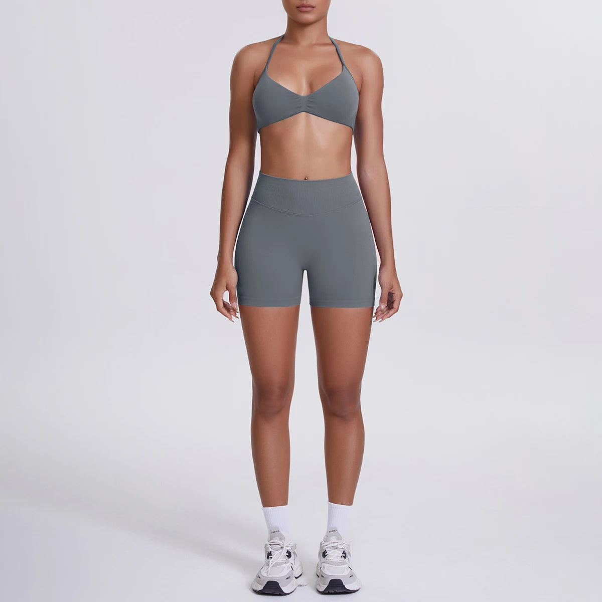 2 Pieces Yoga Set Sexy Backless Women Bra Summer Workout Gym Clothing High Waist Hip Push Up Breathable Fitness Shorts Yoga Set