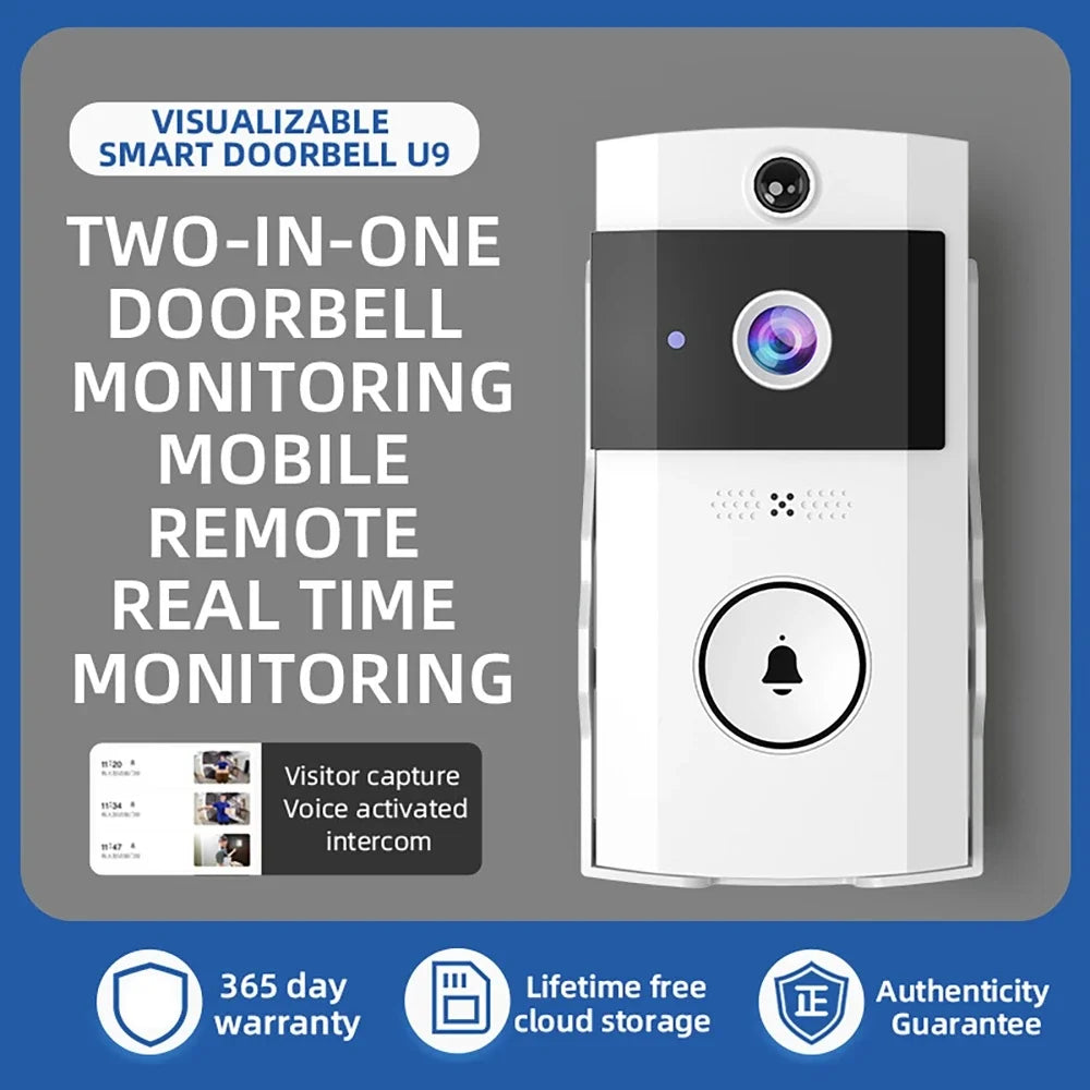 Wireless Video Doorbell bluetooth Remote Control Smart Video Monitor Voice-Changing Interco