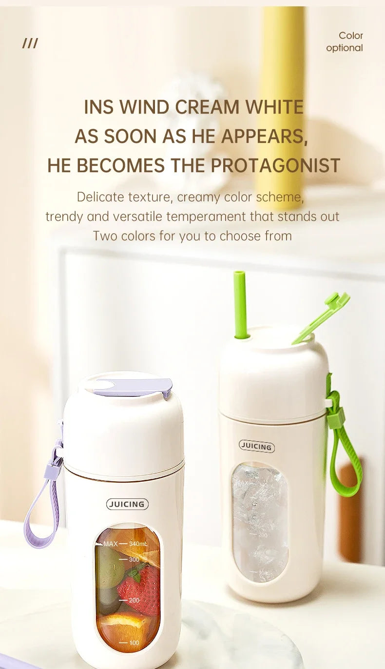 Portable Multi-function USB Wireless Juicer 12-blade Head Fast Juice Extraction 2600mAh Capacity Indoor and Outdoor Mixing Cup