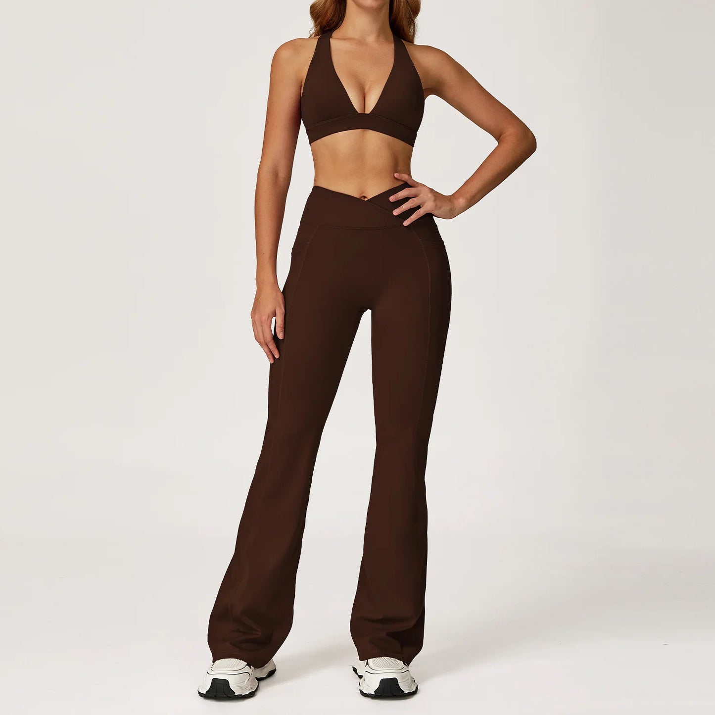 Yoga Set 2 Pieces Workout Outfits Women Clothes Fitness Sportswear Gym Tracksuit High Waist Leggings Sports Bra Athletic Wear