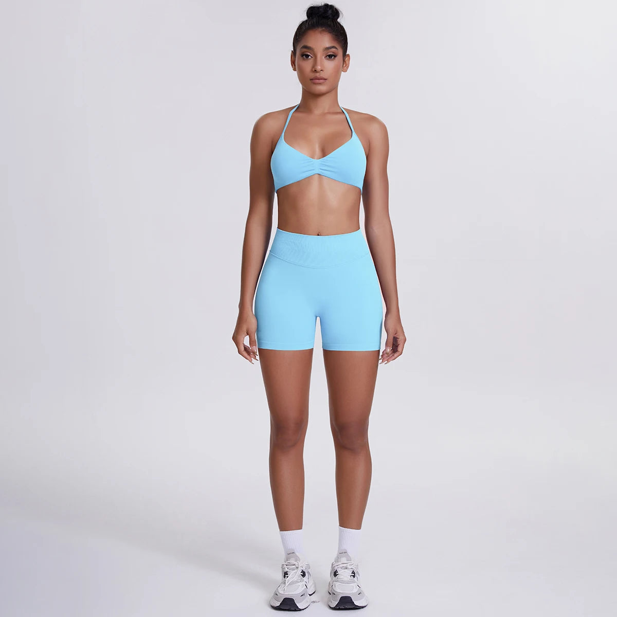 2 Pieces Yoga Set Sexy Backless Women Bra Summer Workout Gym Clothing High Waist Hip Push Up Breathable Fitness Shorts Yoga Set