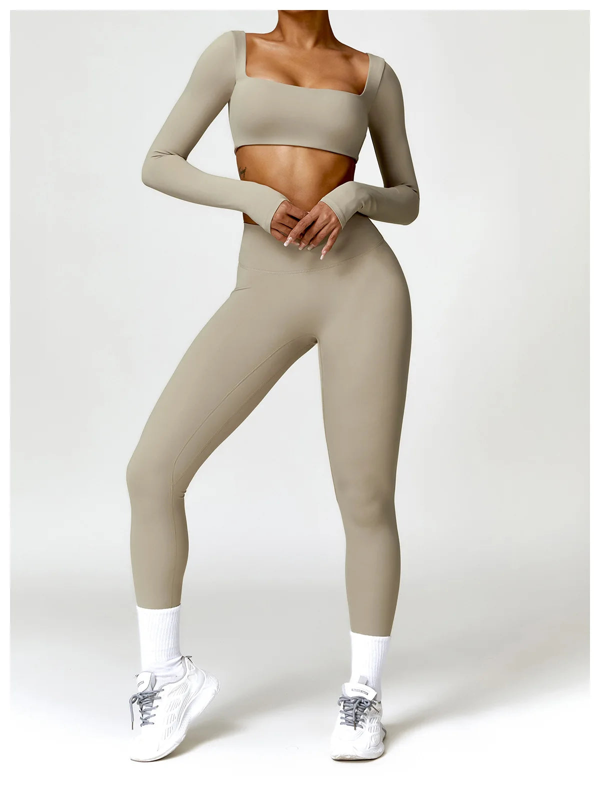 New Long sleeve Shirt Sports Set Women Fitness Tights Yoga Set Crop Top Running High Waist Gym Set Womens Outfits Yoga Clothing