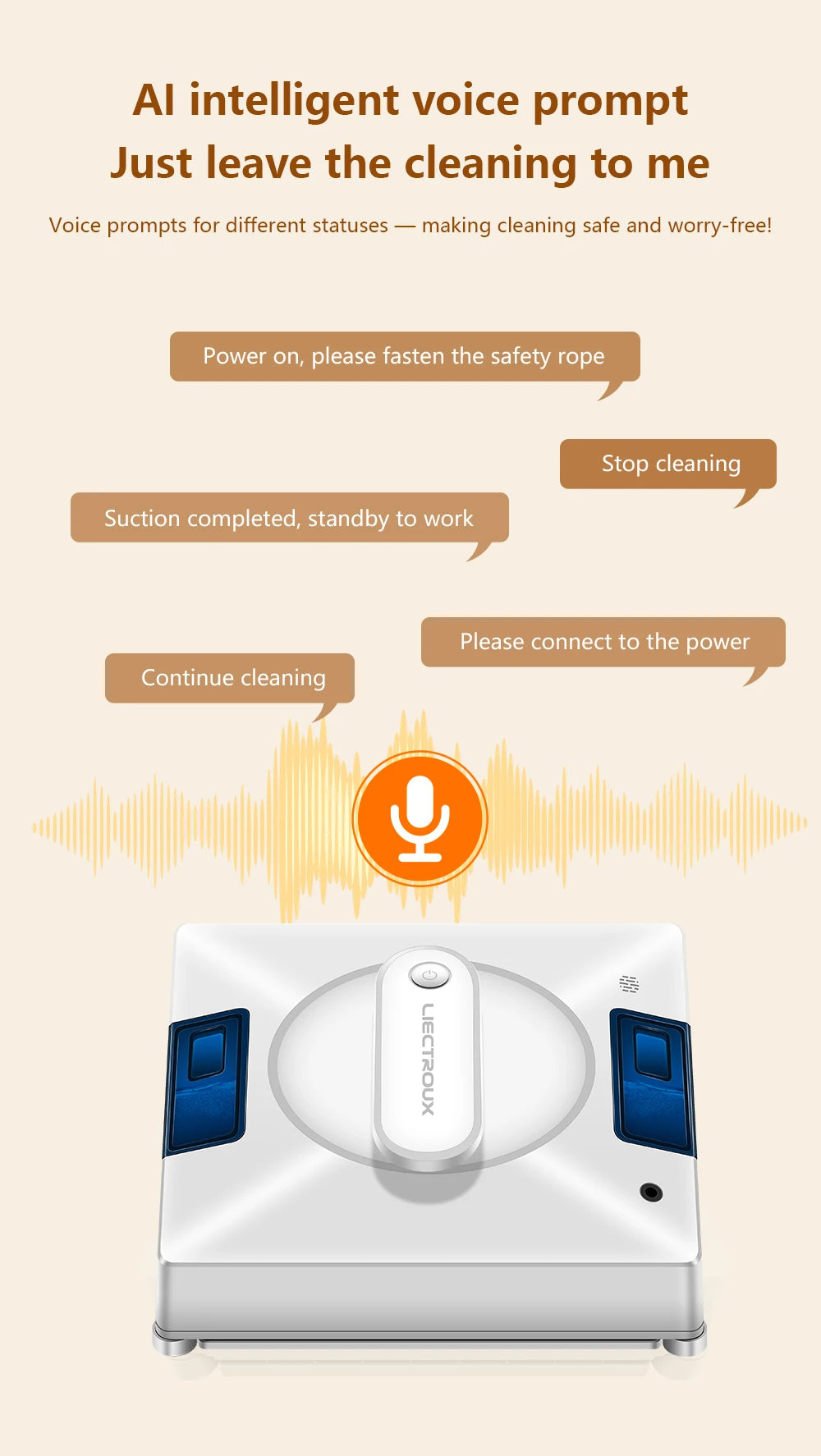 Robot Window Cleaner LIECTROUX YW509,4-Way Water Spray,Home Wall Glass Window Robot Vacuum Cleaner,Updated Laser,Smart Memory