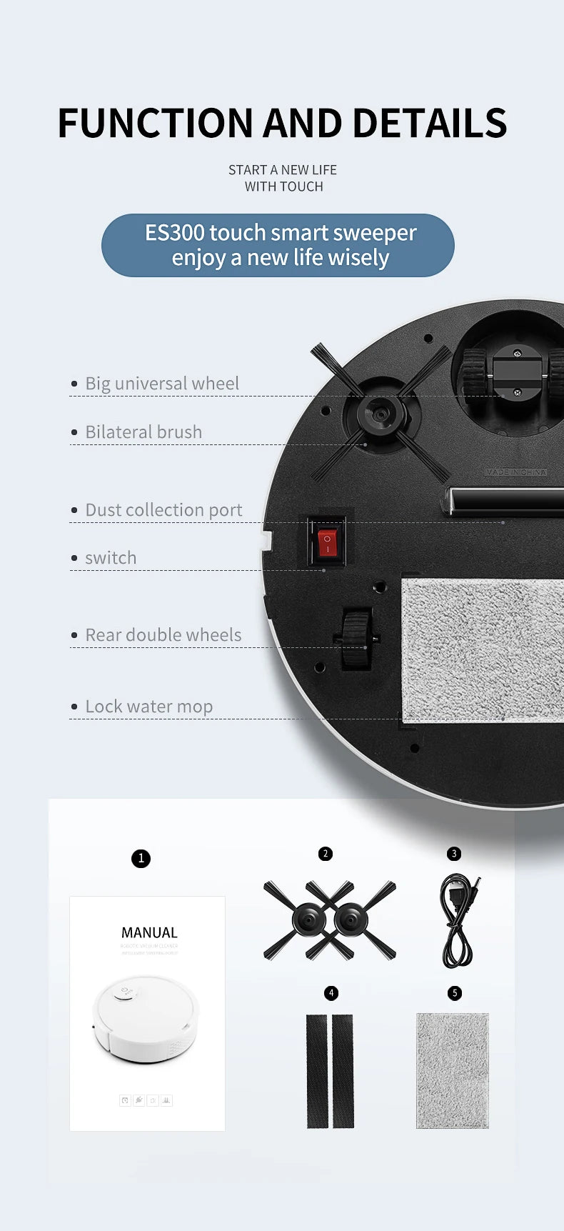 New ES06 Robot Vacuum Cleaner APP Wireless Cleaning Machine Smart Remote Control  Sweeping Floor For Home Vacuum Cleaner