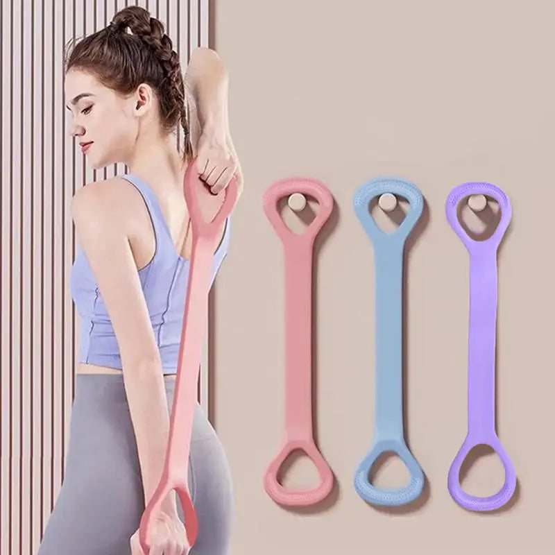 Pilates Resistance Band 8 Shaped Elastic Stretcher Home Fitness Open Shoulder Back Shaping Pulling Band Shoulder Exercise Rope