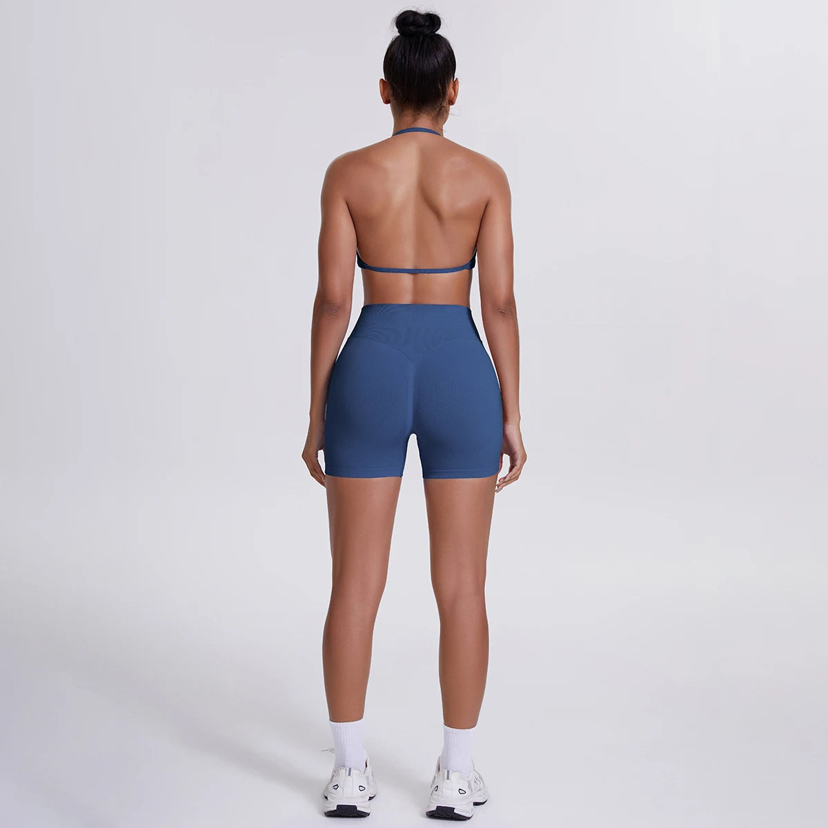 2 Pieces Yoga Set Sexy Backless Women Bra Summer Workout Gym Clothing High Waist Hip Push Up Breathable Fitness Shorts Yoga Set