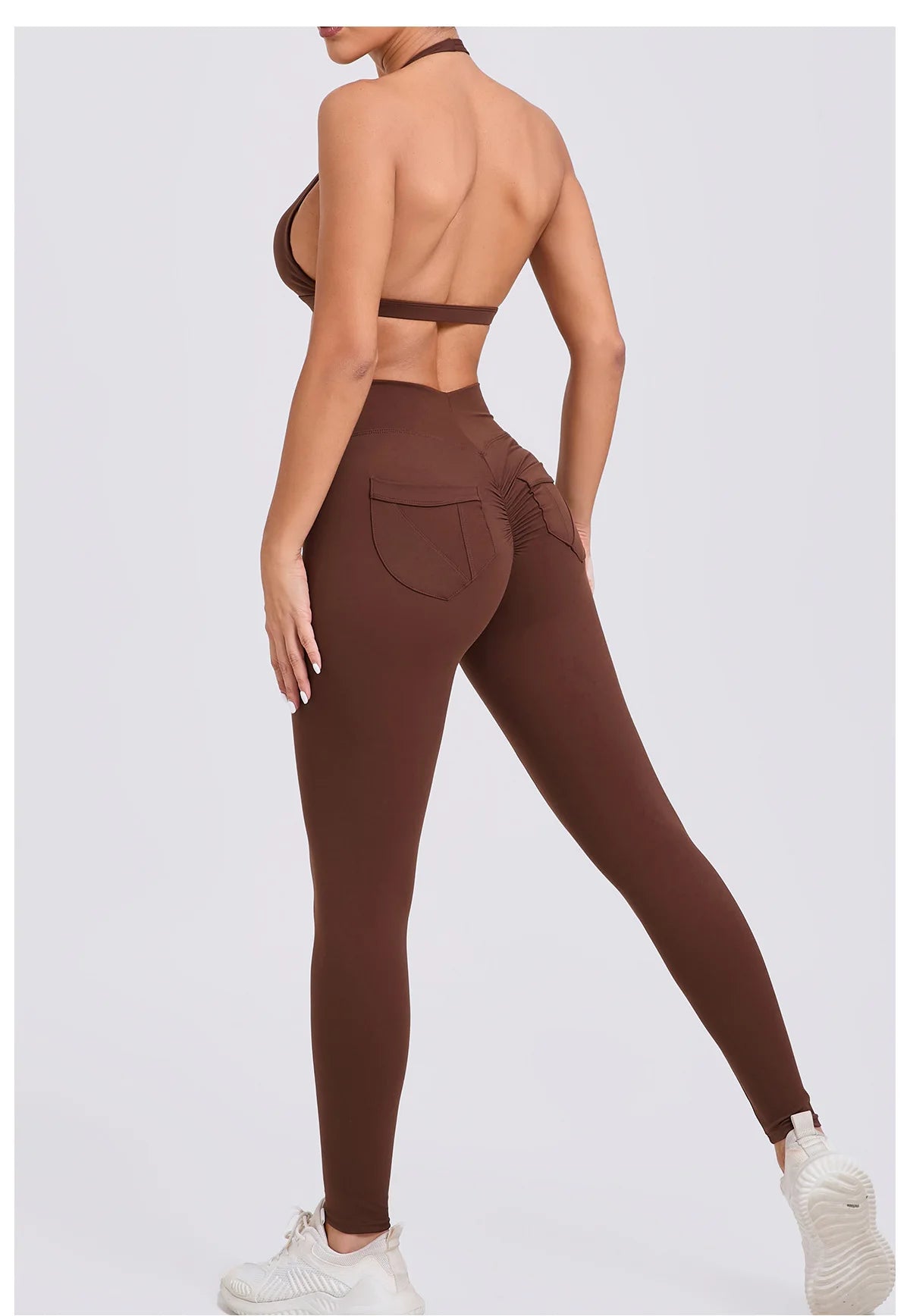 Workout Set for Women Quick Dry Yoga Outfit Seamless Sports Bra High Waist Gym Leggings with Pockets Running Fitness