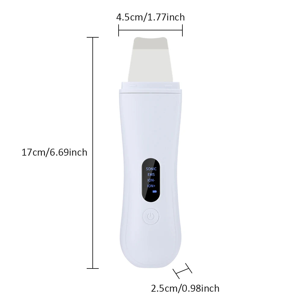 Ultrasonic Skin Scrubber Skin Spatula Ion Deep Face Cleaning 4 Modes Facial Lifting