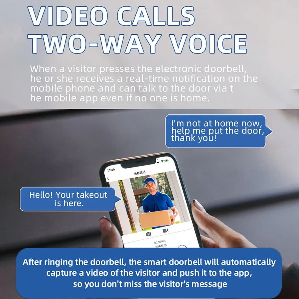 Wireless Video Doorbell bluetooth Remote Control Smart Video Monitor Voice-Changing Interco