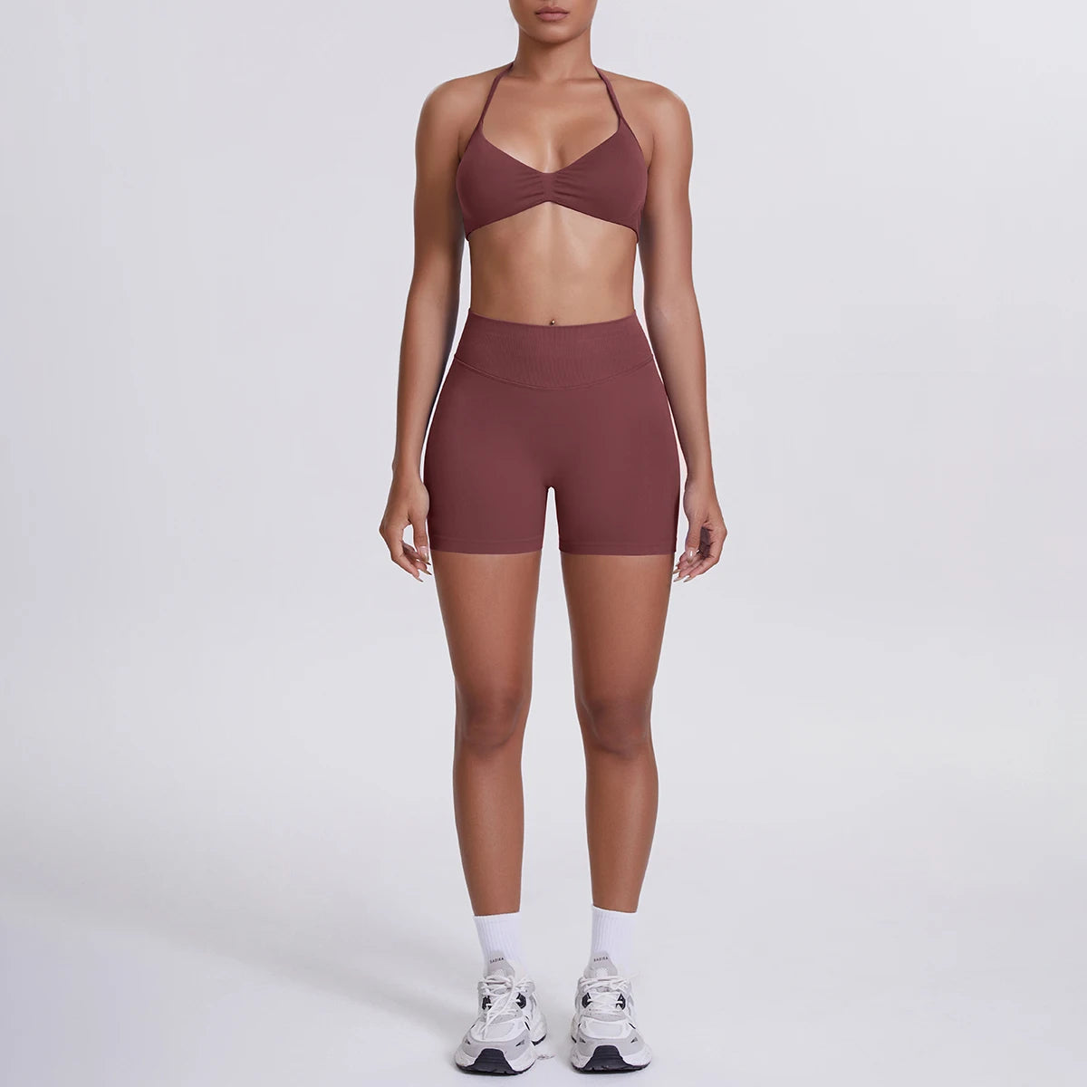 2 Pieces Yoga Set Sexy Backless Women Bra Summer Workout Gym Clothing High Waist Hip Push Up Breathable Fitness Shorts Yoga Set