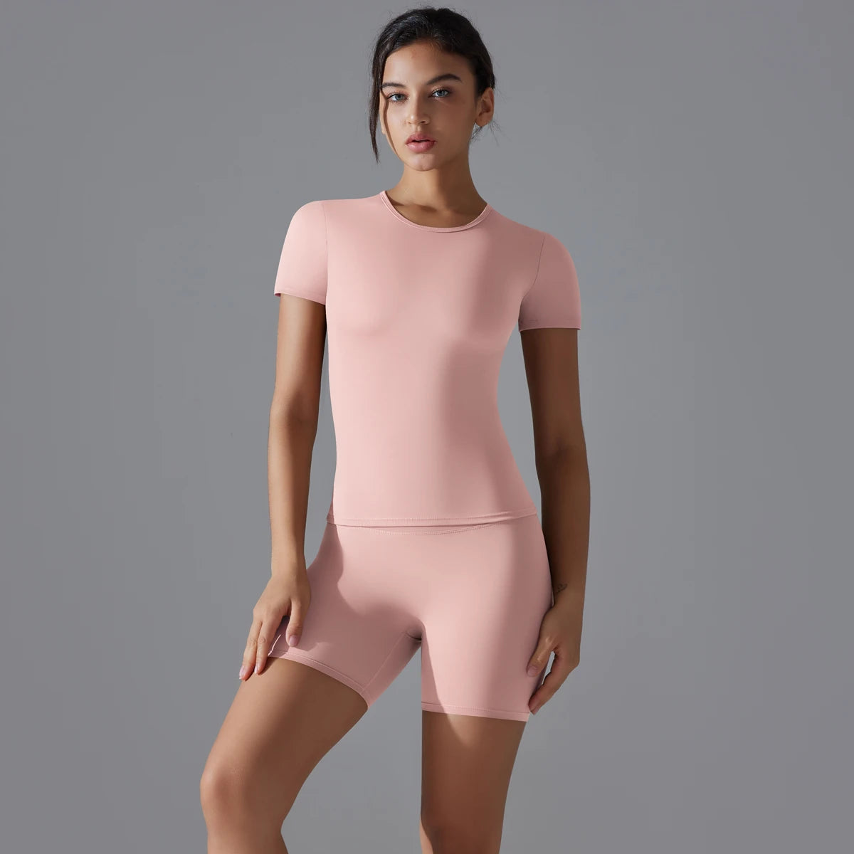 Yoga Set Women Sports Short Sleeve Top With High Waist Leggings Running Jogging Workout Workout Clothes Sports Fitness Gym Sets