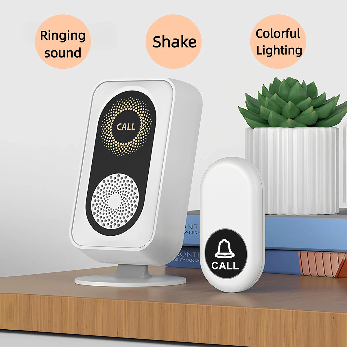 Intelligent long-distance rechargeable vibrating doorbell - Wireless, colorful, high volume - Elderly call device
