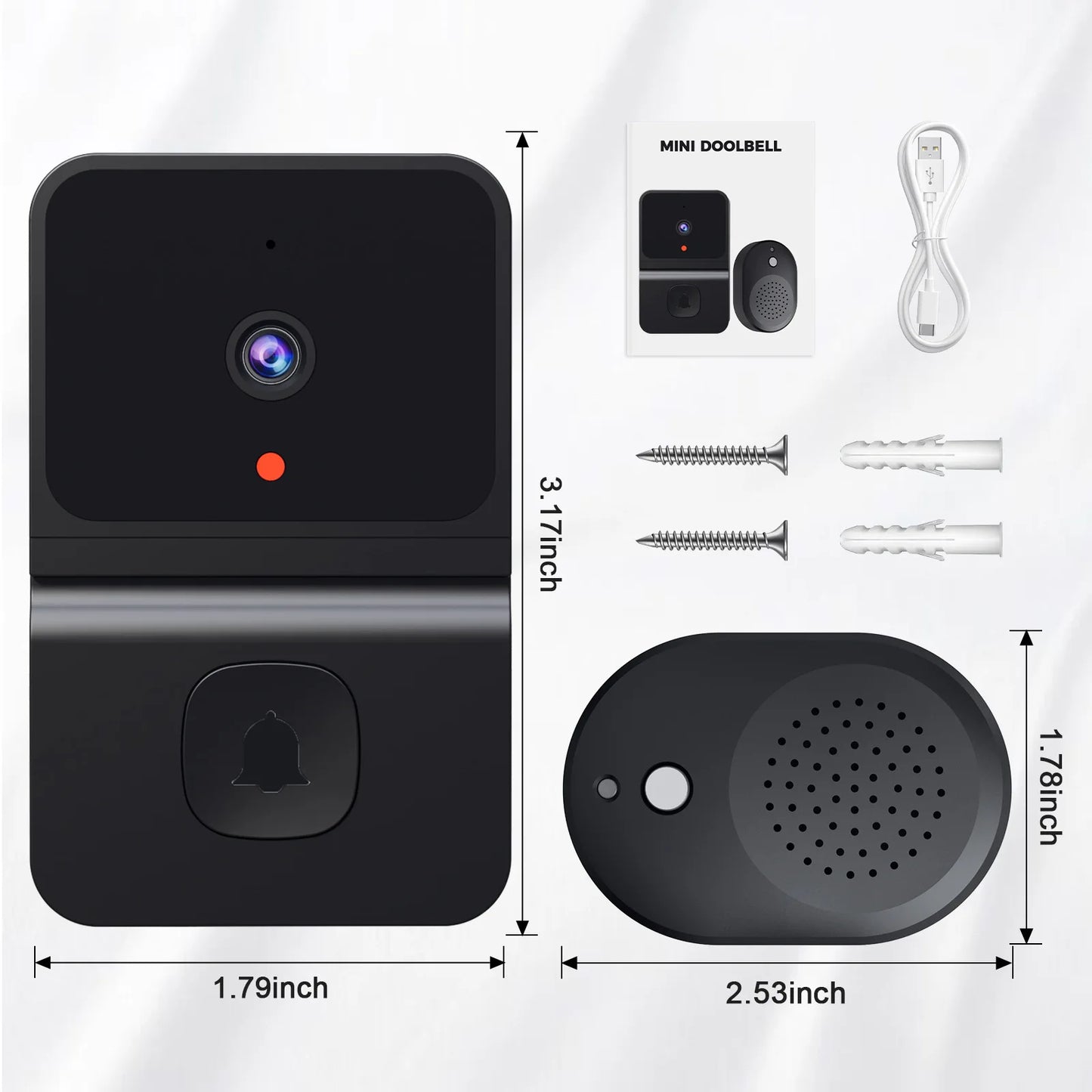 Wireless Doorbell WiFi Outdoor HD Camera Security Door Bell Night Vision Video Intercom Voice Change