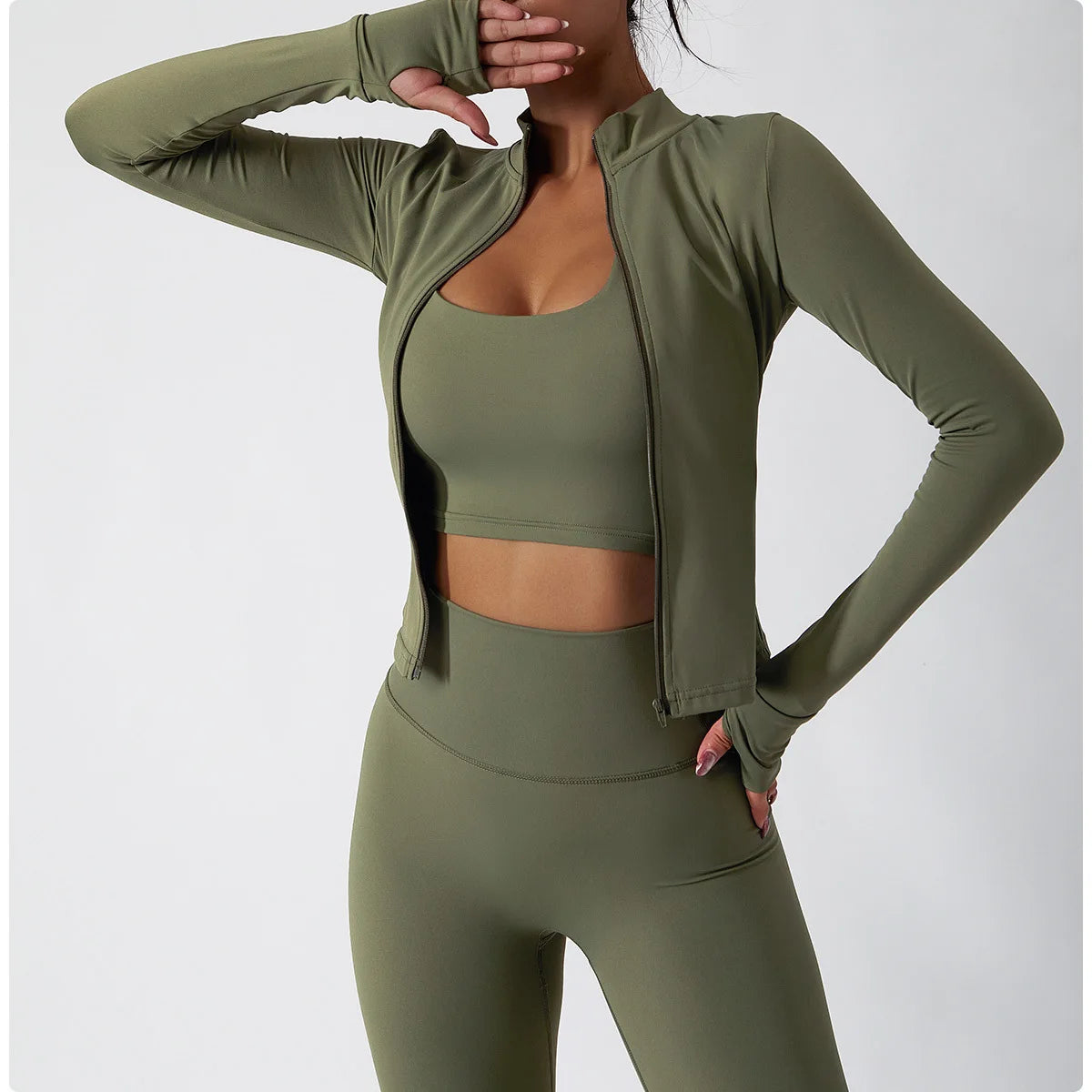 2 PCS Sportswear Women Yoga Set Gym Clothes Athletic Wear Yoga Suits Fitness Set Tracksuits Sports Bra Long Sleeve Gym Leggings