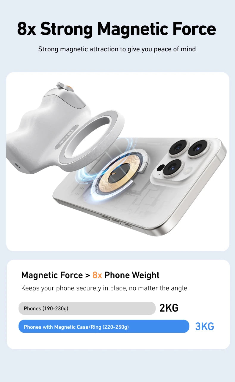 TELESIN Phone Camera Shoot Hand Grip Magnetic Smart Phone Holder Shooting Aid Remote Control Handle