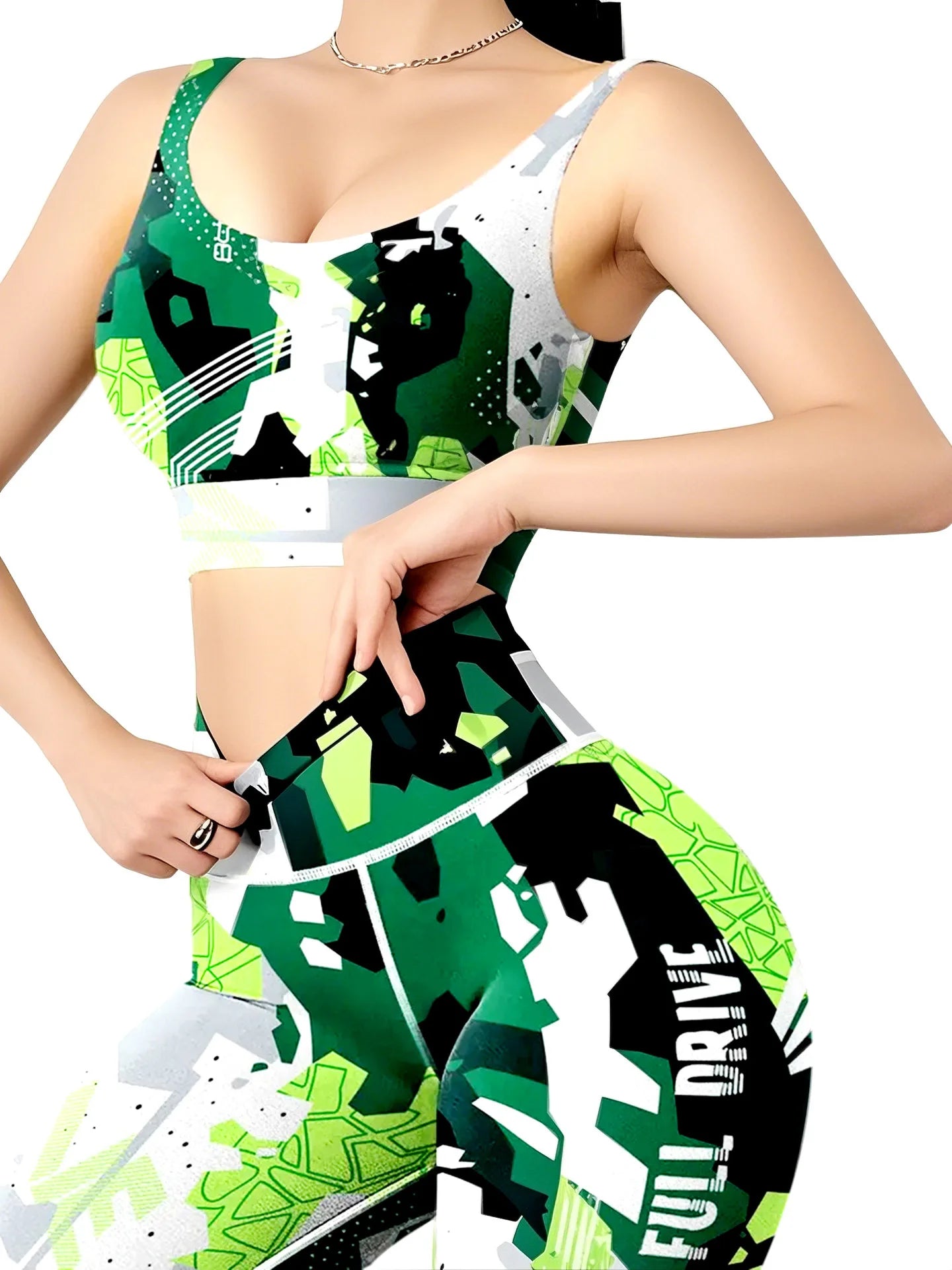 LEOSOXS Digital Printing 2piece Yoga Set Running Sports Gym Cycling Workout Comfortable
