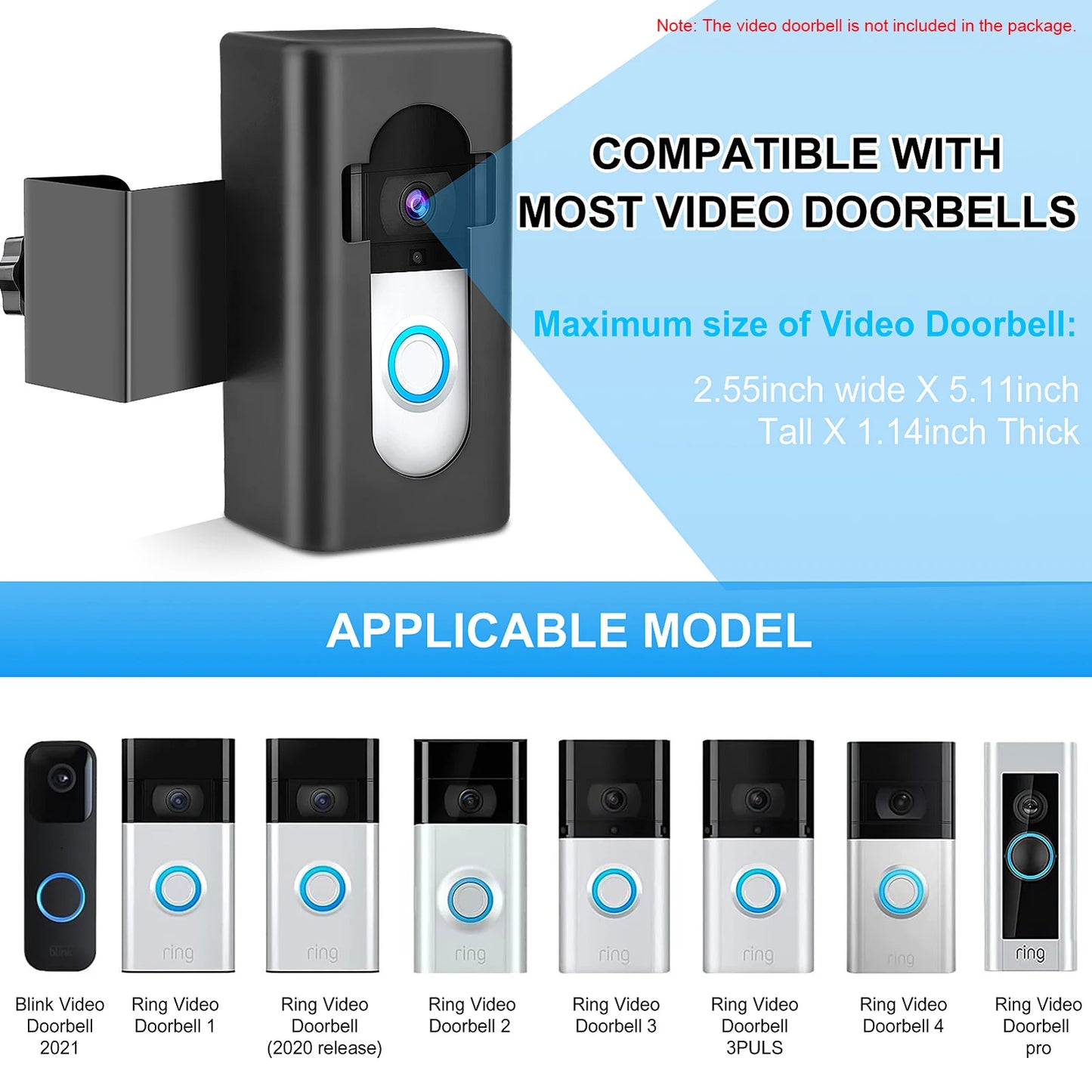 The anti-theft doorbell installation base video doorbell is easy to install without drills and is suitable for dormitories