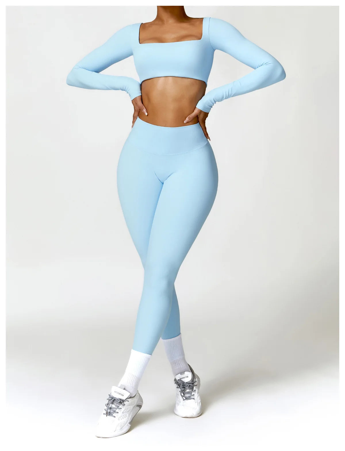 New Long sleeve Shirt Sports Set Women Fitness Tights Yoga Set Crop Top Running High Waist Gym Set Womens Outfits Yoga Clothing