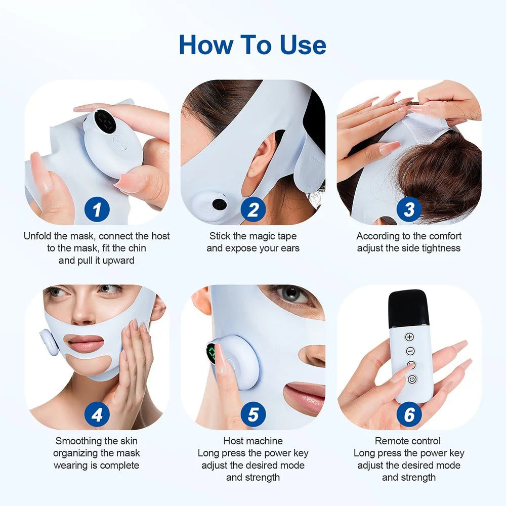Facial EMS Lifting Machine Chin Cheek Slimming Strap Facial Shaping Massager Double Chin Removal V Line Lift Belt Skin Care Tool