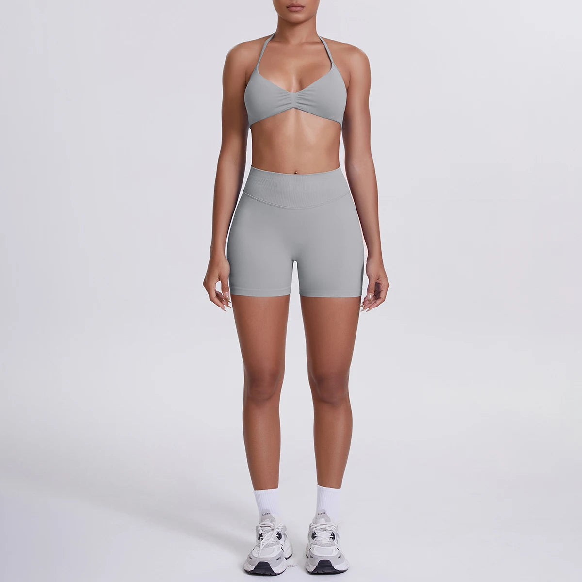 2 Pieces Yoga Set Sexy Backless Women Bra Summer Workout Gym Clothing High Waist Hip Push Up Breathable Fitness Shorts Yoga Set