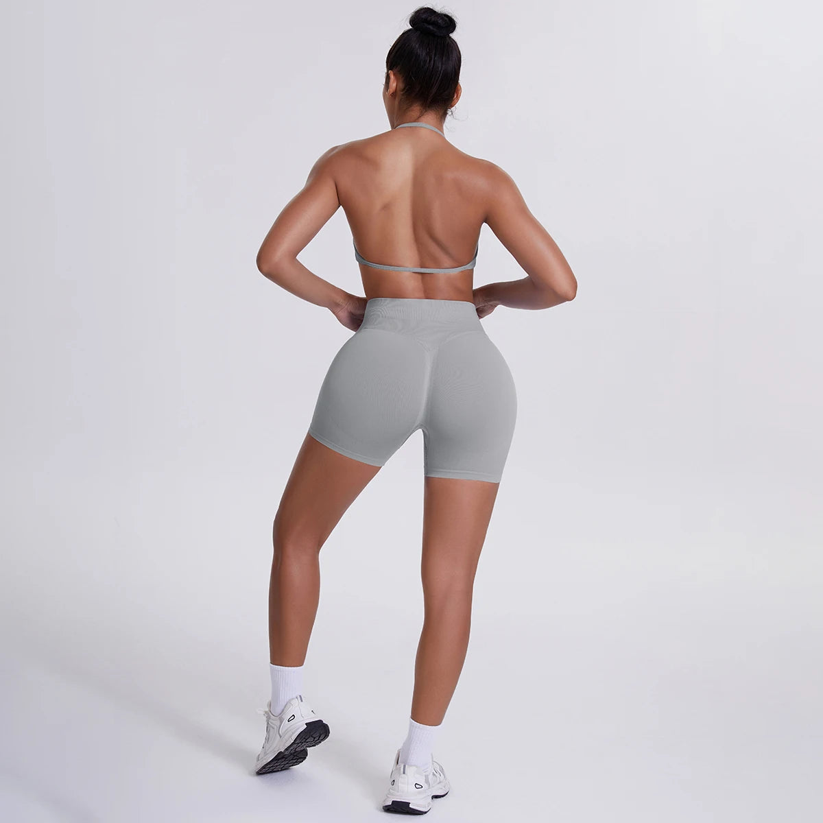 2 Pieces Yoga Set Sexy Backless Women Bra Summer Workout Gym Clothing High Waist Hip Push Up Breathable Fitness Shorts Yoga Set