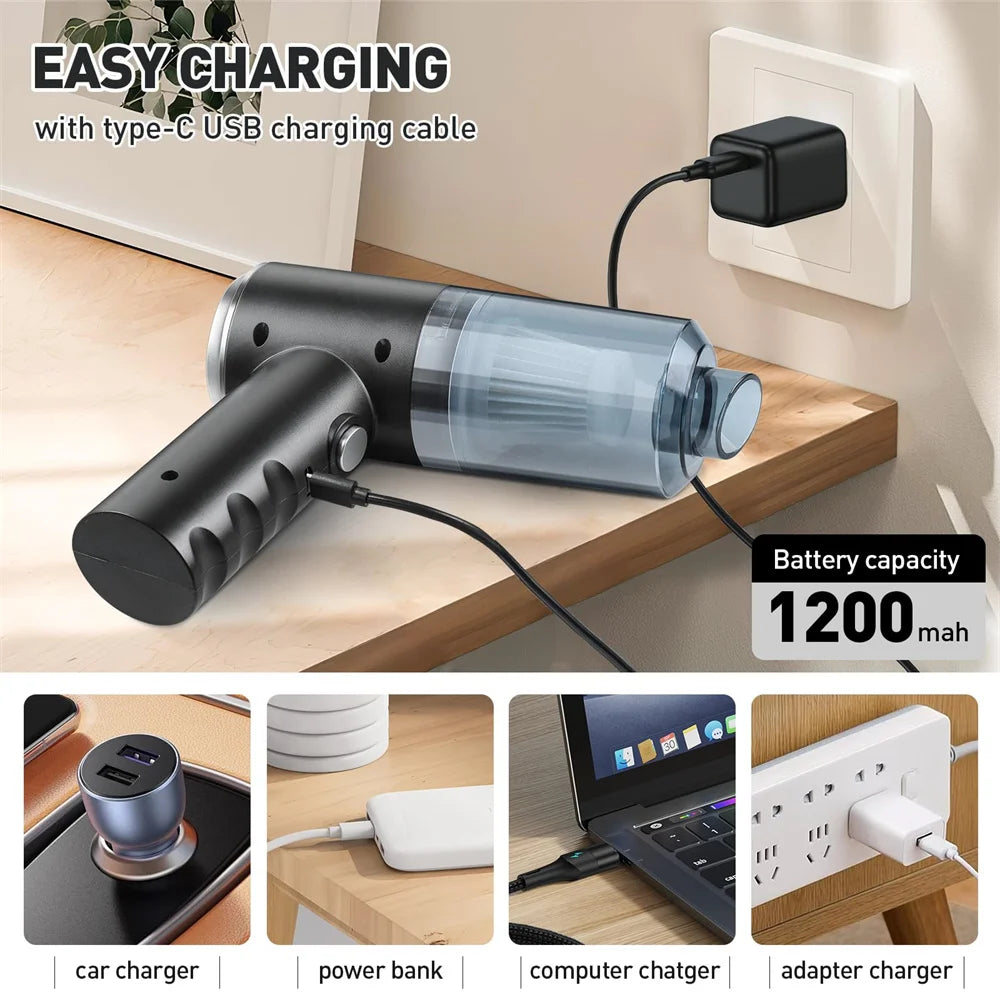 15000PA Compressed Air Dust Collector Handheld vacuum cordless High power, car vacuum cleaner Hairdryer Mini portable