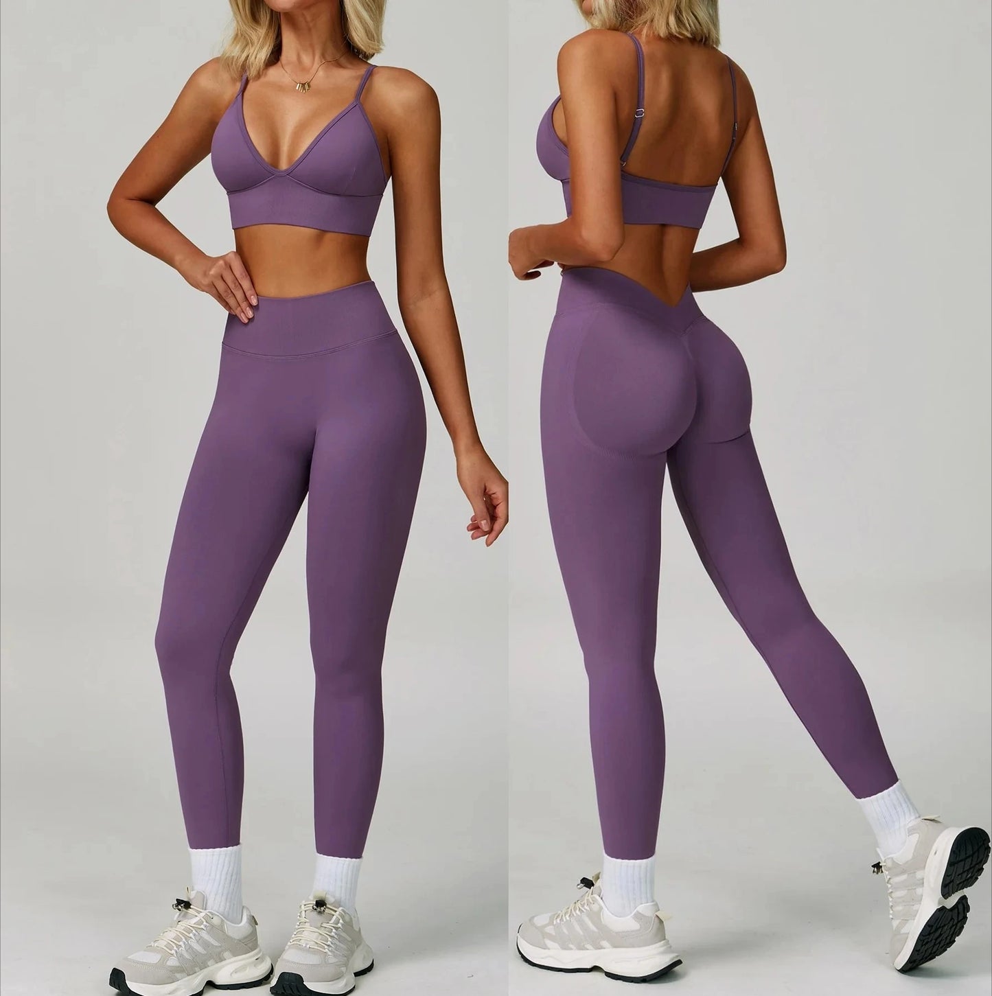 Yoga Set 2PCS Gym Clothes Women Tracksuit Workout Outfits Fitness Set Sportswear High Waist Leggings Sports Bra Athletic Wear