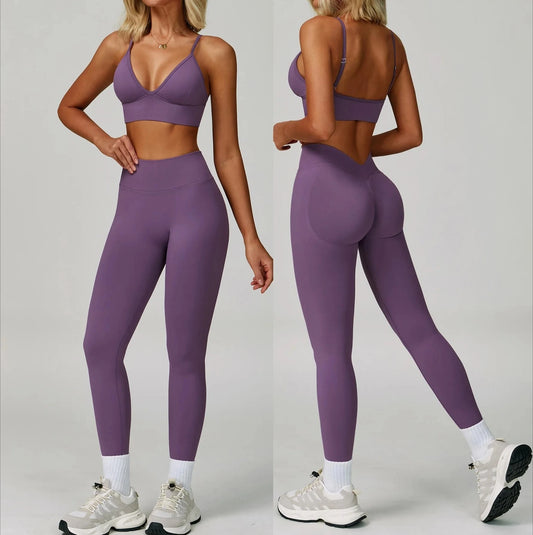 Yoga Set 2PCS Gym Clothes Women Tracksuit Workout Outfits Fitness Set Sportswear High Waist Leggings Sports Bra Athletic Wear
