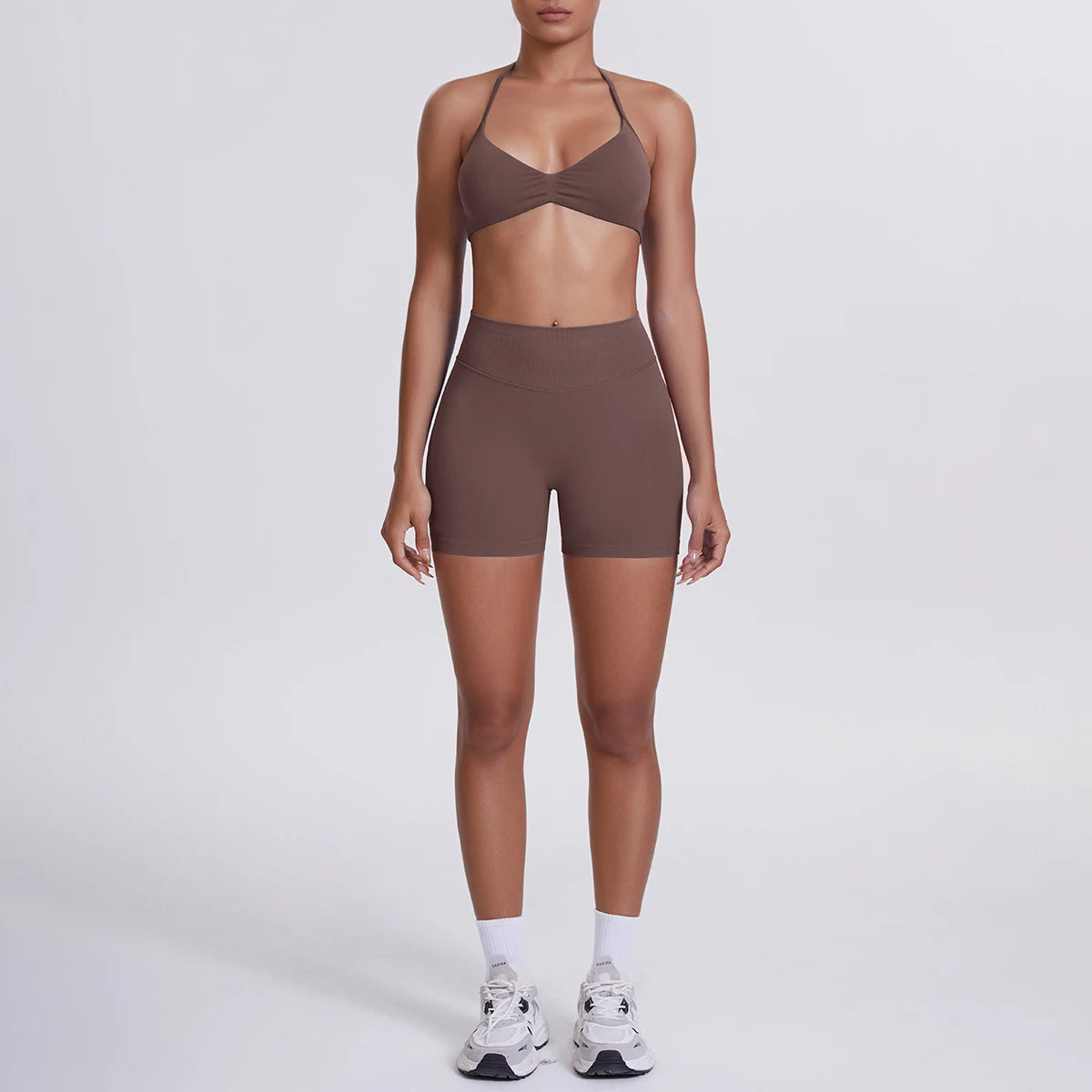 2 Pieces Yoga Set Sexy Backless Women Bra Summer Workout Gym Clothing High Waist Hip Push Up Breathable Fitness Shorts Yoga Set