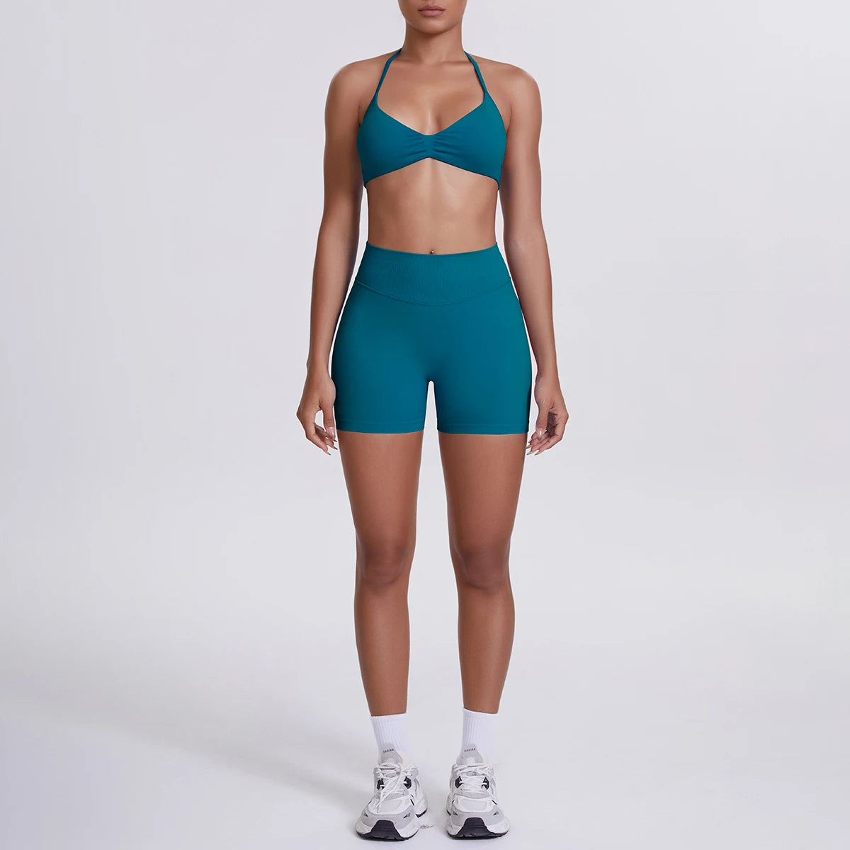 2 Pieces Yoga Set Sexy Backless Women Bra Summer Workout Gym Clothing High Waist Hip Push Up Breathable Fitness Shorts Yoga Set