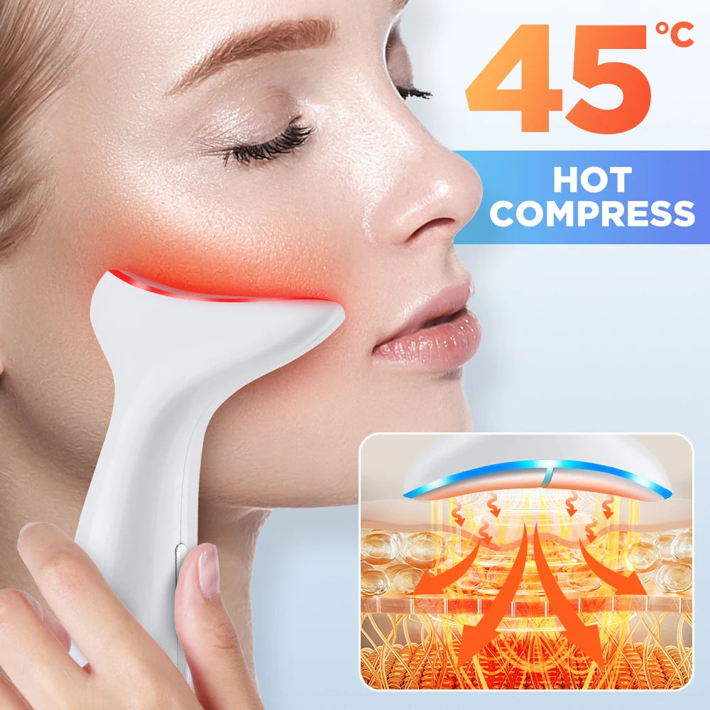 Neck Massager EMS Facial Lift 7 Light Modes Electric Skin Tightening Device LED Photon Therapy Beauty Instrument Anti Wrinkle