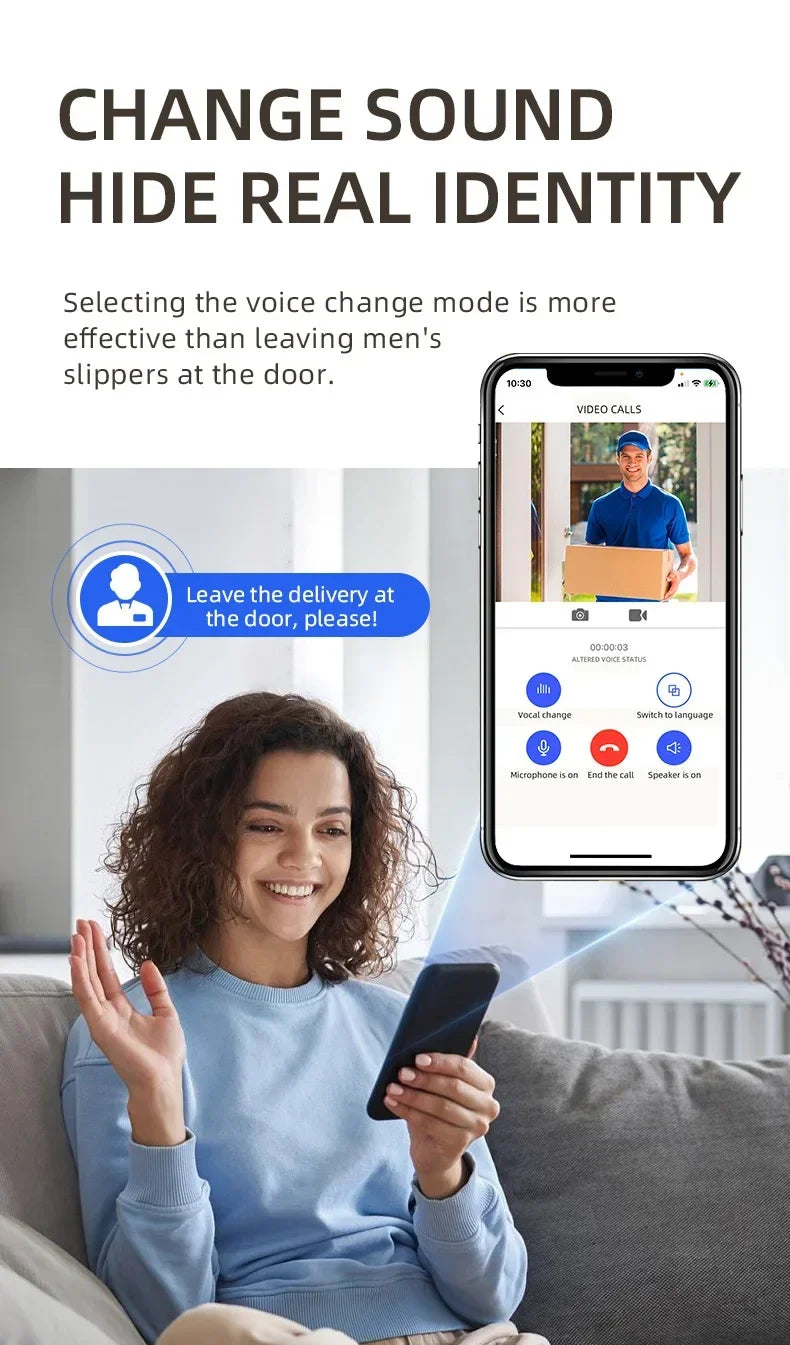 Outdoor Wireless Doorbell with Solar Cover Camera Wifi Digital Door Peepholes Waterproof Smart Home Intercom Video Eye Ring Bell