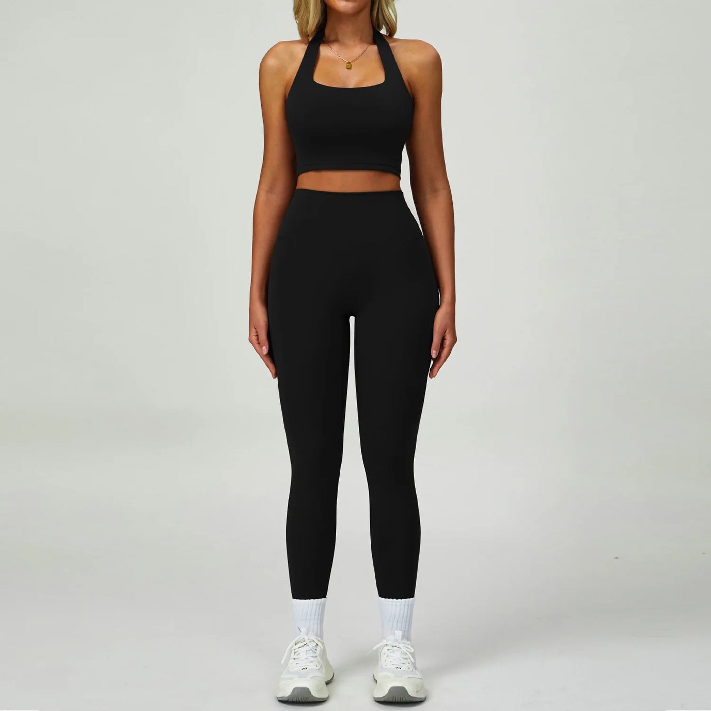 2 PCS Sportswear Women Yoga Set Gym Clothes Athletic Wear Yoga Suits Fitness Set Tracksuits Sports Bra Long Sleeve Gym Leggings