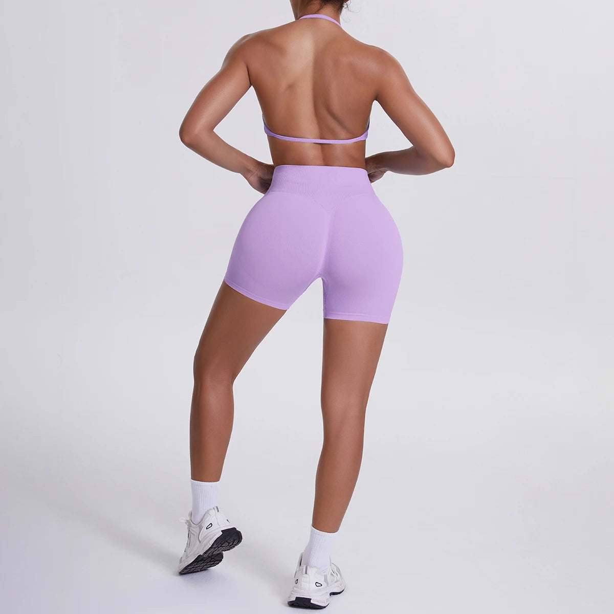 2 Pieces Yoga Set Sexy Backless Women Bra Summer Workout Gym Clothing High Waist Hip Push Up Breathable Fitness Shorts Yoga Set