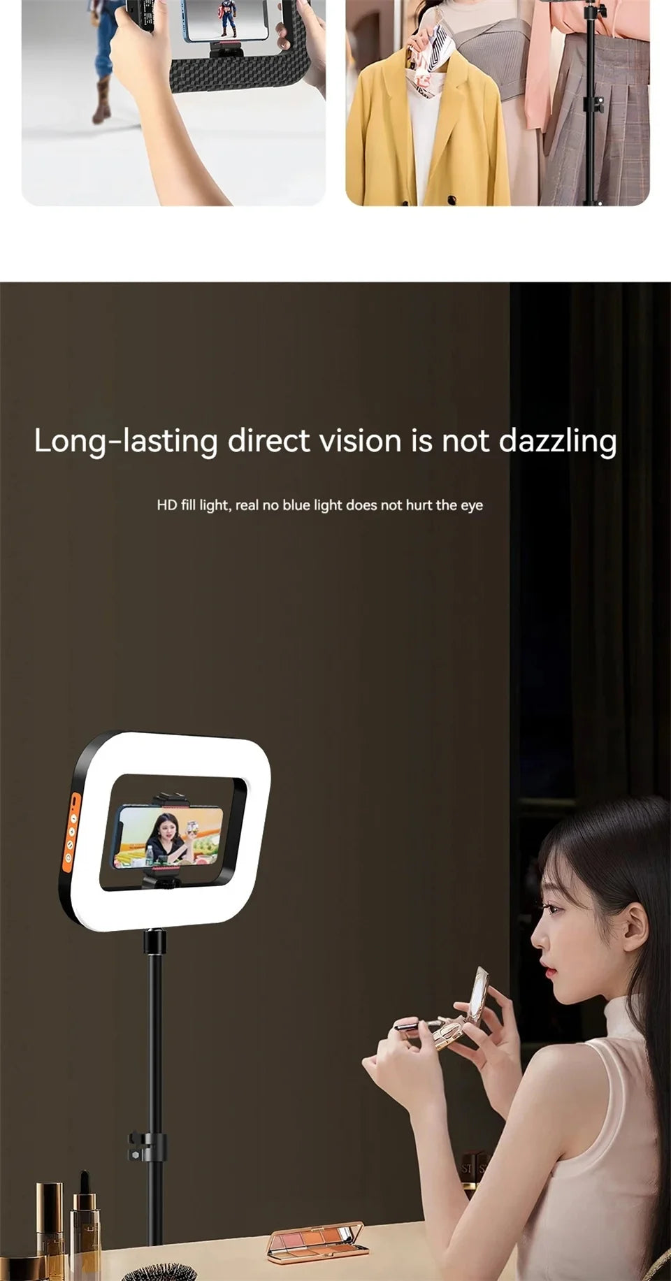 FANGTUOSI New Handheld Ring LED Rechargeable Fill light Portable Mobile Phone Live Photography Desktop Rabbit Cage Selfie Light