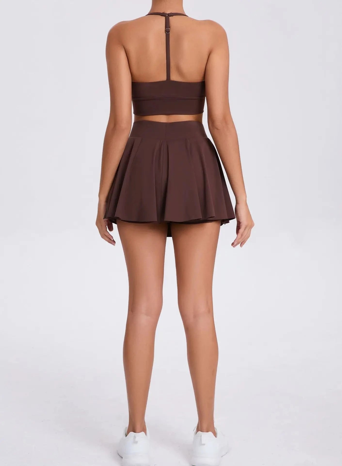 Yoga Set Casual Outdoor Bra Tennis Short Skirt Anti-light Running Pocket Fitness Suit Breathable Yoga Tank Top Tennis Suit Set